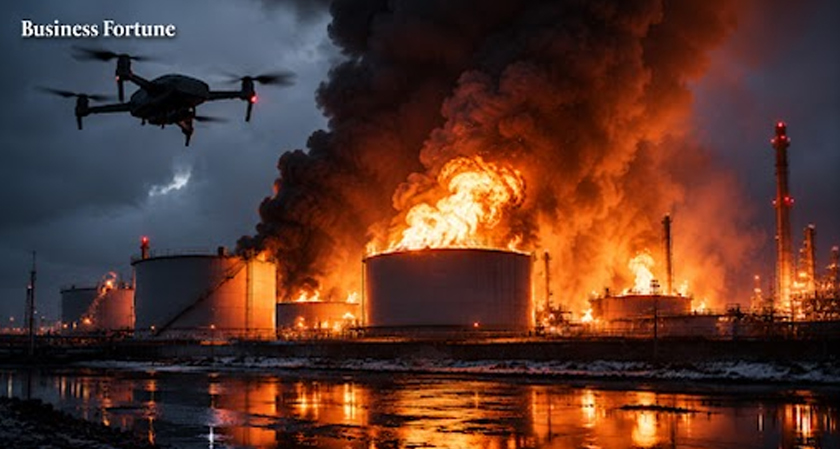  Ukraine Drone Attack Hits Deep Inside Russia, Killing Warehouse Workers and Triggering Oil Depot Fire 