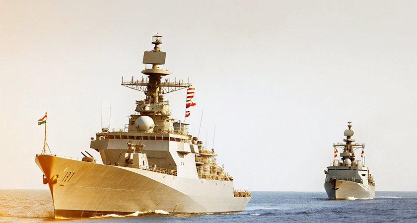 Indian Navy AI Warships Sail Sea